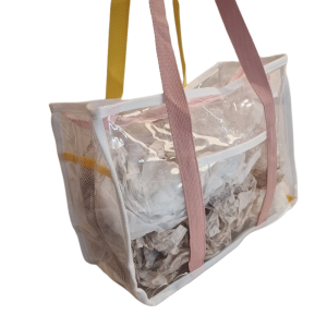 BOLSA TRANSPARENTE COM DETALHE COLORIDO