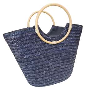 BOLSA ARTESANAL CESTA COM ALÇA MADEIRA