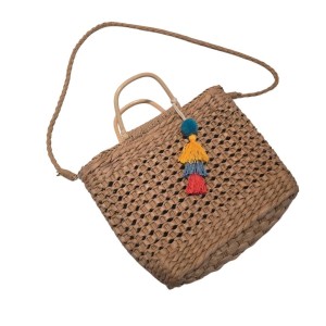 BOLSA ARTESANAL ALÇA MADEIRA E CHAVEIRO